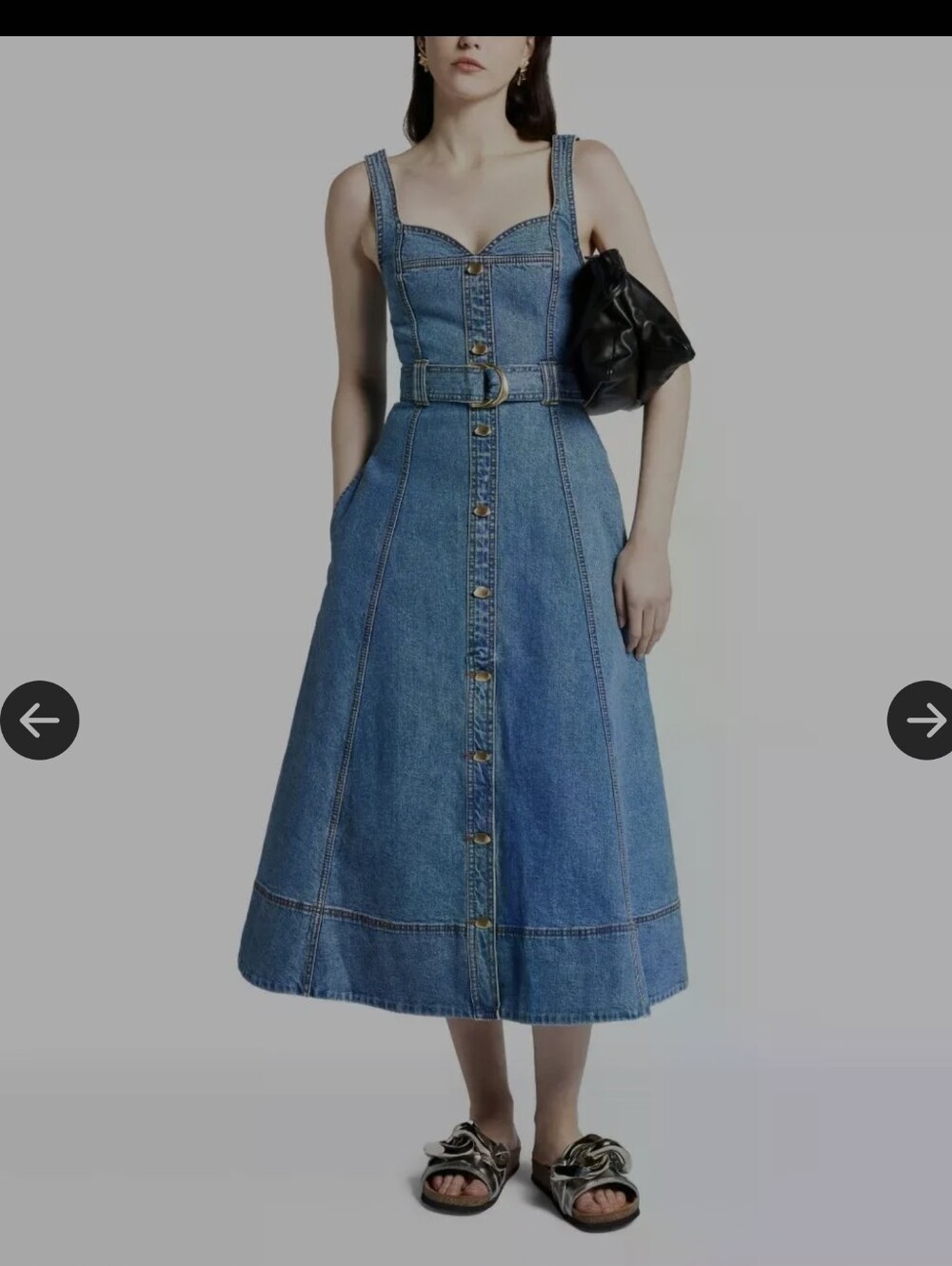 House of Harlow 1960 Blue Denim Midi Dress with Belt